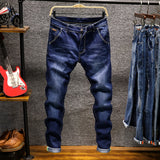 Spring Autu New Men's Elastic Cotton Stretch Jeans Pants Loose Fit Denim Trousers Men's Brand Fashion Wear and washed jean pants