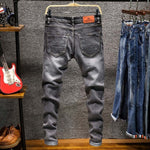 Spring Autu New Men's Elastic Cotton Stretch Jeans Pants Loose Fit Denim Trousers Men's Brand Fashion Wear and washed jean pants