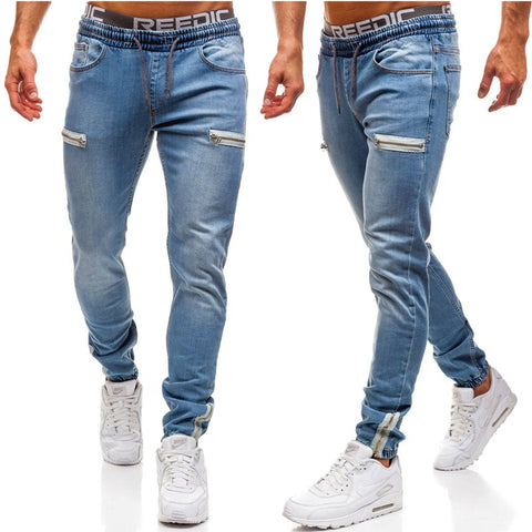 3 Styles Men Stretchy Skinny Biker Slim Fit Denim Men Multi-pocket zipper pencil Pants men casual jeans fashion Casual Trousers