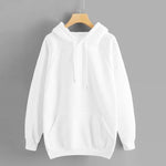 Women Casual Solid Hooded Pocket Long Sleeve Pullover Sweatshirt Winter Harajuku Warm Hoodies Sweatshirts Dropshipping Black