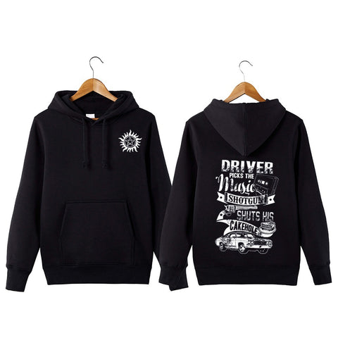 Supernatural Hoodie Driver Picks The Music Shuts His Cake Hole Funny Supernatural Pullover Hoodie Sweatershirt